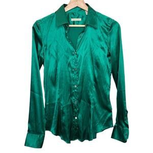 Mauro Grifoni Green Silk Long Sleeve Button Up Blouse Shirt Size 44 US 8